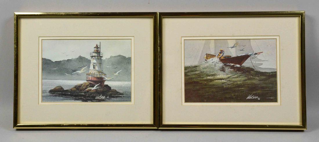 PAIR OF MICHAEL WEBER WATERCOLORS (American, 20th C.) (1 of 3)