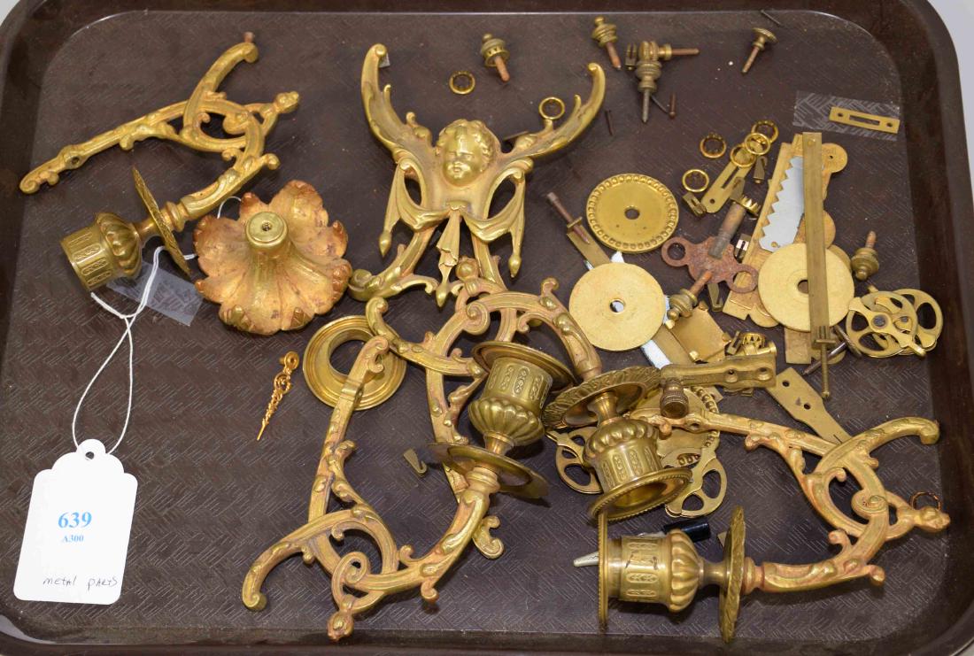 COLLECTION OF ASST. LIGHTING AND WATCH BRONZE PARTS.: COLLECTION OF ASST. LIGHTING AND WATCH BRONZE PARTS.
