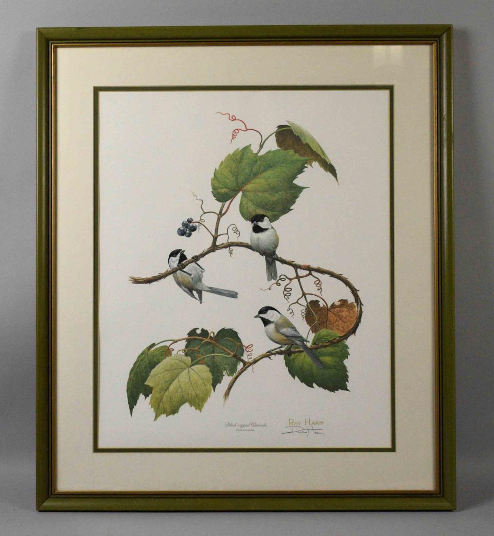 RAY HARM, ''Black-capped Chickadee'' print. Pencil (1 of 3)