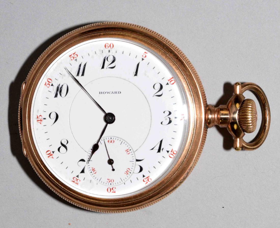 E. HOWARD BOSTON MEN'S OPEN FACE POCKET WATCH with (1 of 6)