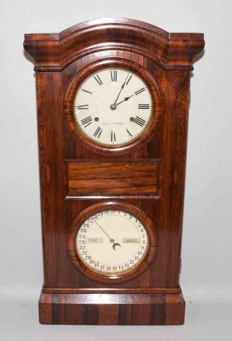 SETH THOMAS CALENDAR CLOCK. Rosewood case. Includes (1 of 11)