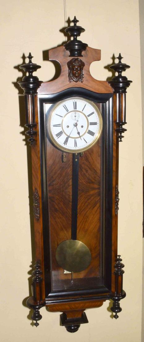 VIENNA REGULATOR, walnut case with black trim, carved (1 of 6)