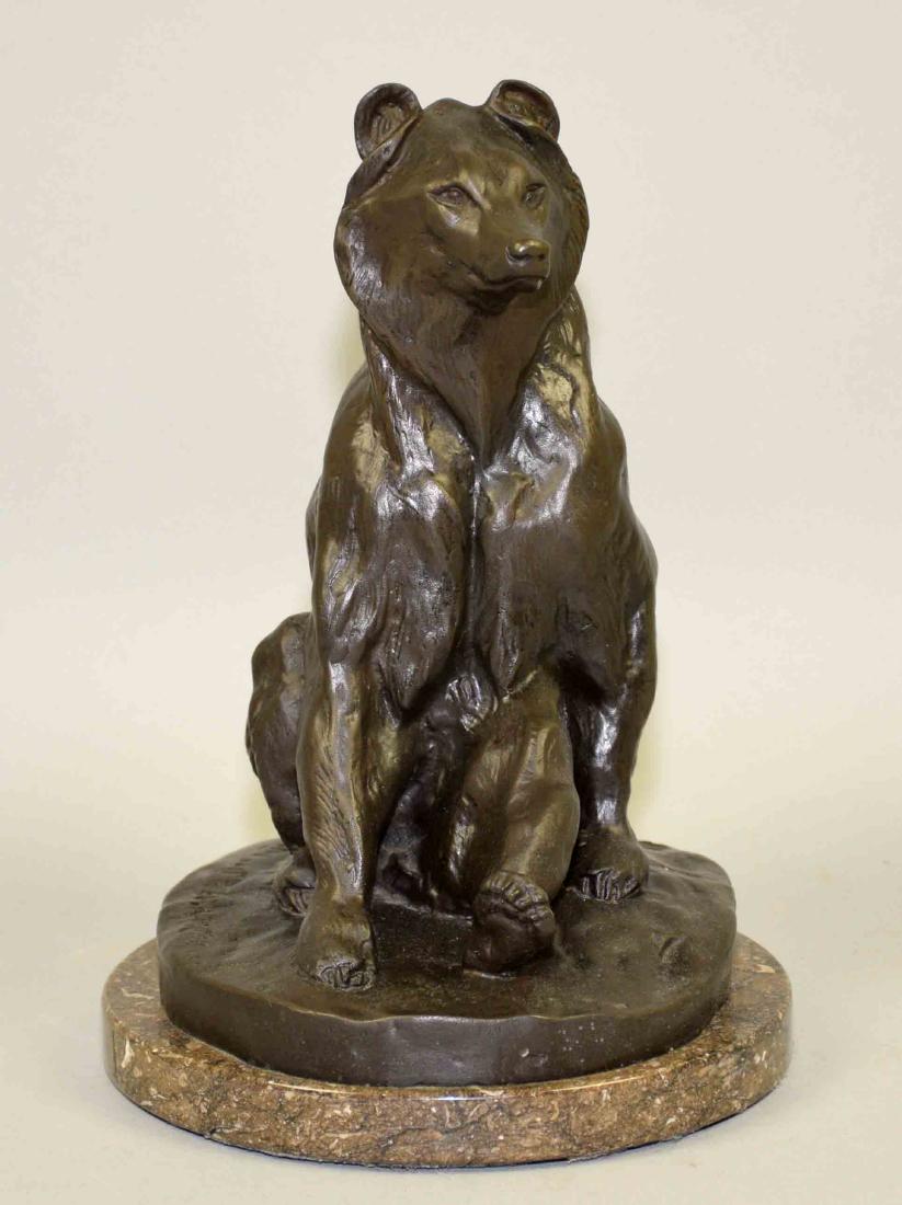 BRONZE BEAR signed indistinctly, possibly Russian. (1 of 6)