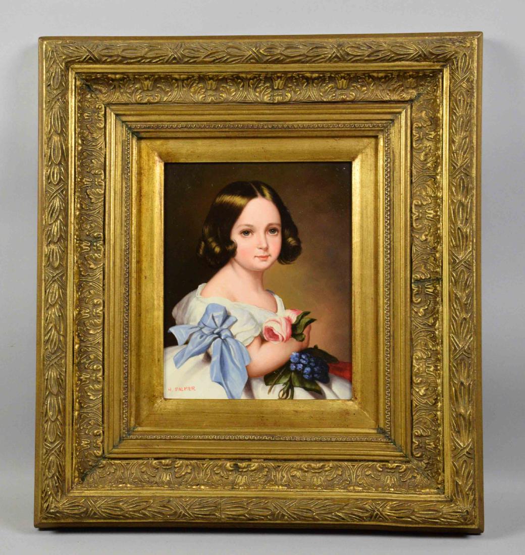 H. PALMER OIL ON BOARD OF A YOUNG GIRL. Image: 9.5''H x: H. PALMER OIL ON BOARD OF A YOUNG GIRL. Image: 9.5''H x 7.5''W.
