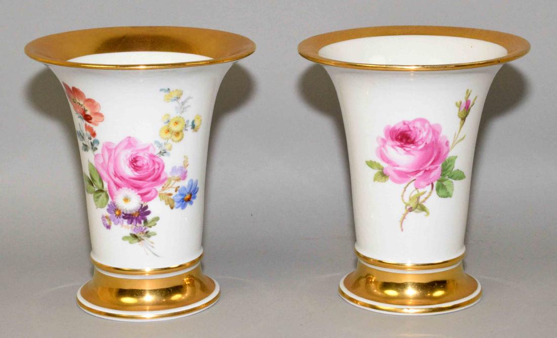 PAIR OF MEISSEN VASES. Each with its own floral and (1 of 5)