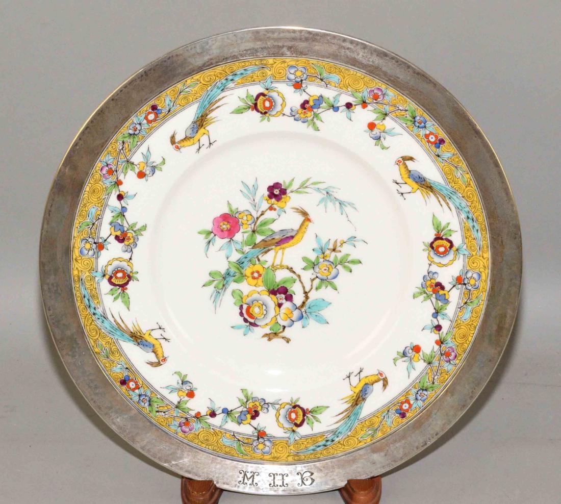 MINTON SINCLAIR PLATE w/silver rim. England R & No. (1 of 5)