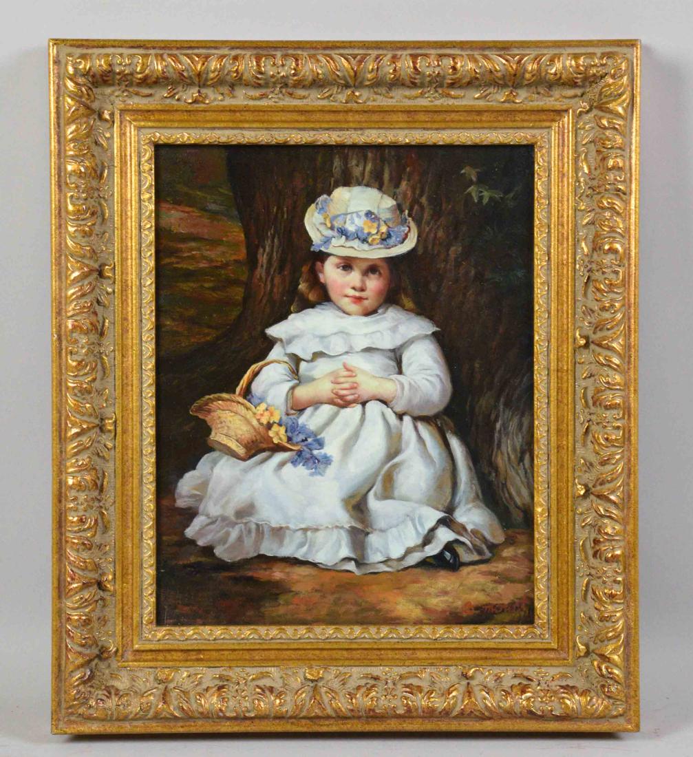 G. MOUNT AMERICAN PORTRAIT OF YOUNG GIRL, oil on board. (1 of 3)