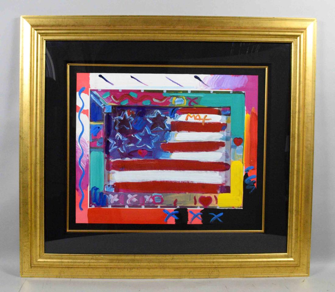 PETER MAX, MIXED MEDIA  AND ACRYLIC, ''Heart of Flag'', (1 of 3)