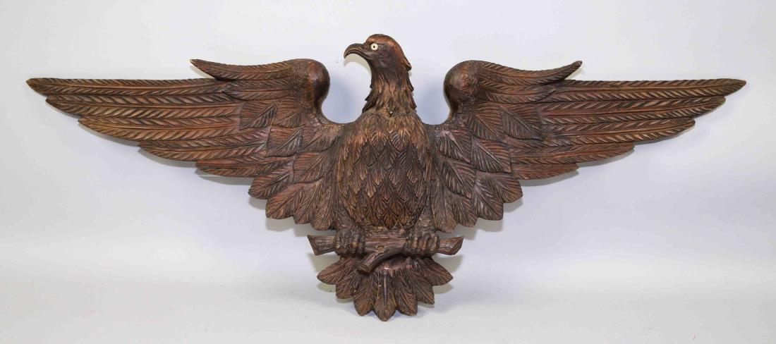 ANTIQUE AMERICAN CARVED EAGLE with glass eye. 11''H x (1 of 6)