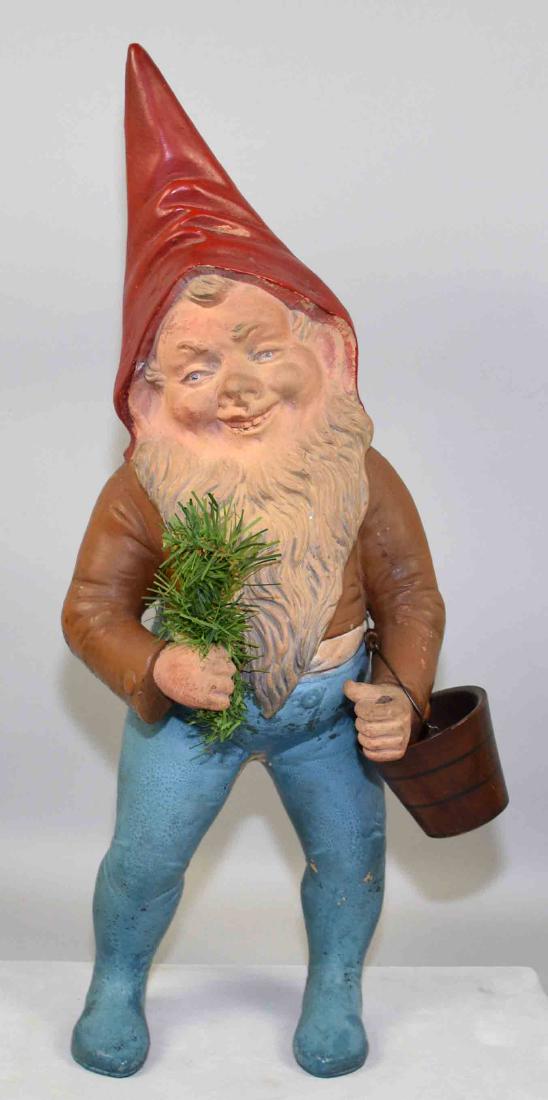 ANTIQUE CERAMIC PAINTED GNOME. 21''H x 9''W. (1 of 5)