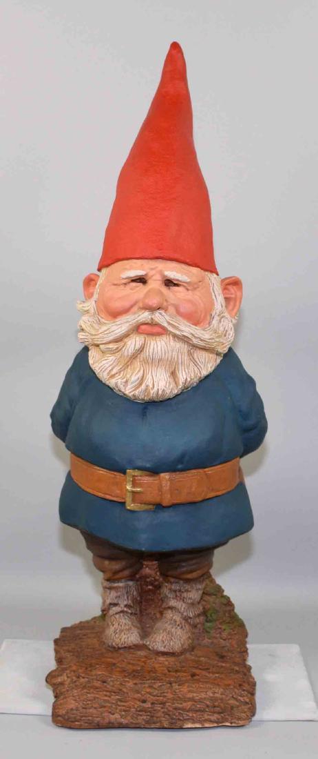 ANTIQUE PAINTED PLASTER GNOME. 27.5''H x 10''W.: ANTIQUE PAINTED PLASTER GNOME. 27.5''H x 10''W.