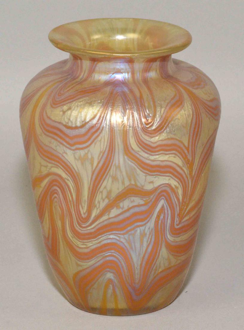 LOETZ ART GLASS VASE. 5.5''H. No visible damage. (1 of 6)