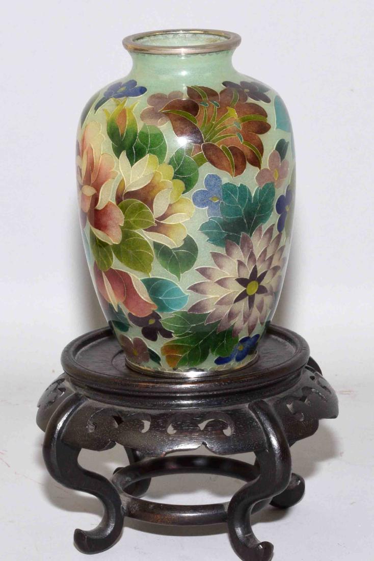 PLIQUE A JOUR VASE WITH WOOD STAND. Transluscent vase (1 of 6)