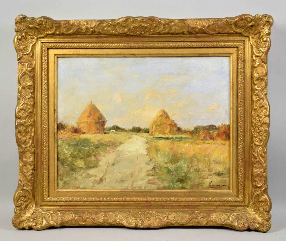 HENRI ADRIEN TANOUX (France, 1865-1923). Signed lower: HENRI ADRIEN TANOUX (France, 1865-1923). Signed lower right and dated 1908. French landscape oil on canvas. Tanoux studied at the Academy of Fine Arts in Paris where he was a pupil of Bonnat. Image: 1