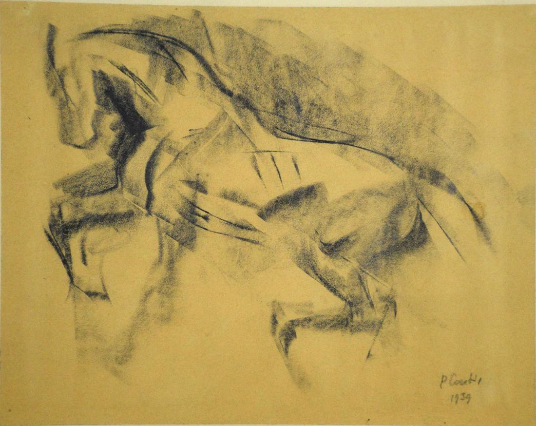 PRIMO CONTI (1900-1988). Horse. Signed and dated 'P.: PRIMO CONTI (1900-1988). Horse. Signed and dated 'P. Conti 1939' (lower right). Charcoal on paper. 9 x 11 1/2 in. Executed in 1939.