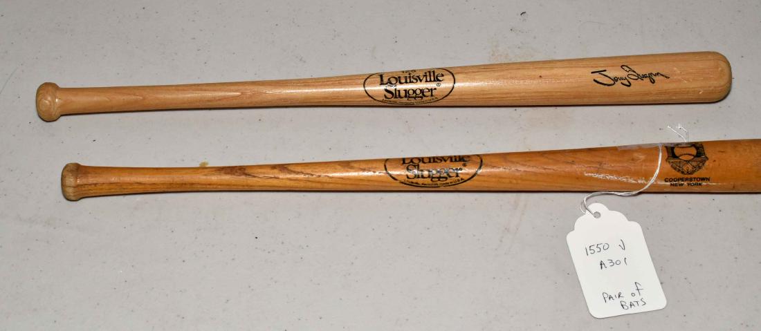 PAIR OF SMALL LOUISVILLE SLUGGER BATS. 16'' long each.: PAIR OF SMALL LOUISVILLE SLUGGER BATS. 16'' long each.