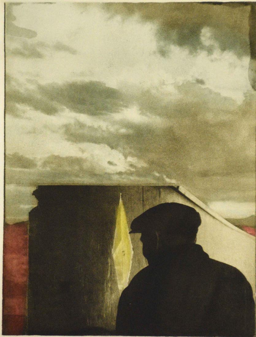 JOSEPH CORNELL (1903-1972). Untitled (Landscape with: JOSEPH CORNELL (1903-1972). Untitled (Landscape with Figures) from Prints for Phoenix House. Photogravure estate stamped. Numbered 24/125. 13 x 10 in.