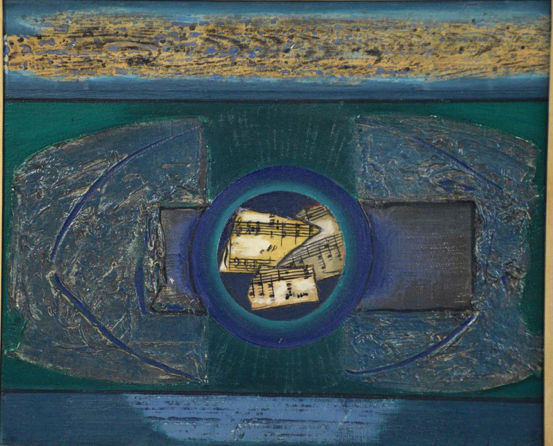 CERI GERALDUS RICHARDS (1903-1971). La Cathedrale: CERI GERALDUS RICHARDS (1903-1971). La Cathedrale Engloutie. Signed and dated 'Ceri Richards 62' (lower right). Oil and paper collage on canvas. 10 x 12 in. Provenance: with Marlborough New London Gal