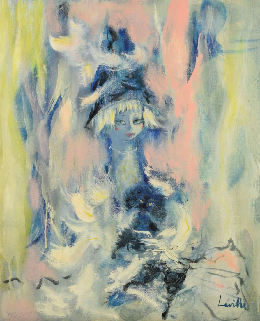 HENRI LAVILLE (b. 1916). Untitled (Woman in Hat).: HENRI LAVILLE (b. 1916). Untitled (Woman in Hat). Signed 'Laville' (lower right). Oil on canvas. 26 x 21 in.