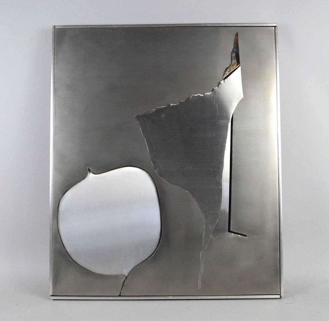 SHIN KUNO (b. 1921). Metal Work. Signed and dated 'Shin: SHIN KUNO (b. 1921). Metal Work. Signed and dated 'Shin Kuno 1966' (reverse). Metal assemblage. 29 x 24 in. Executed in 1966.