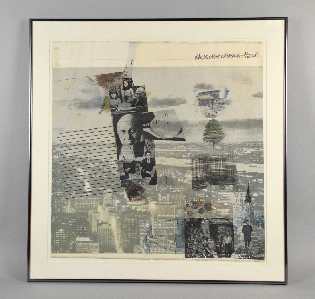 ROBERT RAUSCHENBERG (1925-2008). Winner (Montage of: ROBERT RAUSCHENBERG (1925-2008). Winner (Montage of Jacob Javits) Screenprint, 1968. Signed in pencil. Numbered 91/100. 22 1/2 x 22 in.