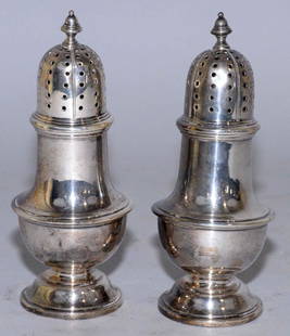 PAIR OF STERLING CASTERS. English hallmarked, 5.5''H.: PAIR OF STERLING CASTERS. English hallmarked, 5.5''H. 7.28 ozt.