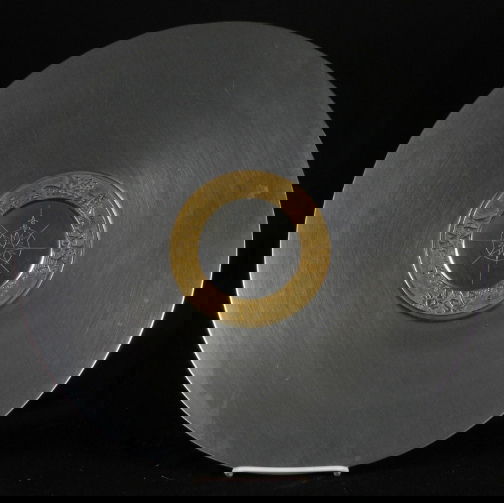 KENSINGTON COMPASS PLATTER 15''. 1935-1936. Art D: KENSINGTON COMPASS PLATTER 15''. 1935-1936. Art Deco Kensington Ware aluminum and brass ''Compass Platter'' cat. no. 7102. Designed by Lurelle Guild. patent applied for 11-26-1935, patent issued 1-28-