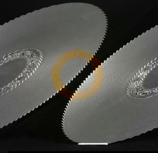 KENSINGTON ZODIAC PLATTER 18''. 1936. Art Deco Ke: KENSINGTON ZODIAC PLATTER 18''. 1936. Art Deco Kensington Ware aluminum and brass ''Zodiac platter'' cat. no. 7100. Designed by Lurelle Guild. aluminum body with brass zodiac ring decoration. marked: