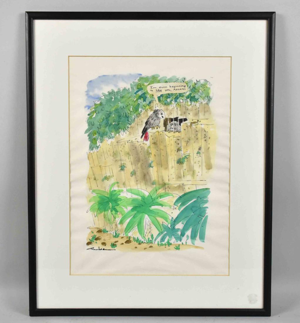 CHARLES ADDAMS (1912-1988). ''I'm even beginning to: CHARLES ADDAMS (1912-1988). ''I'm even beginning to like you Addams''. ''Chas. Addams'' (lower left). Watercolor on paper. 15''H x 11''W.