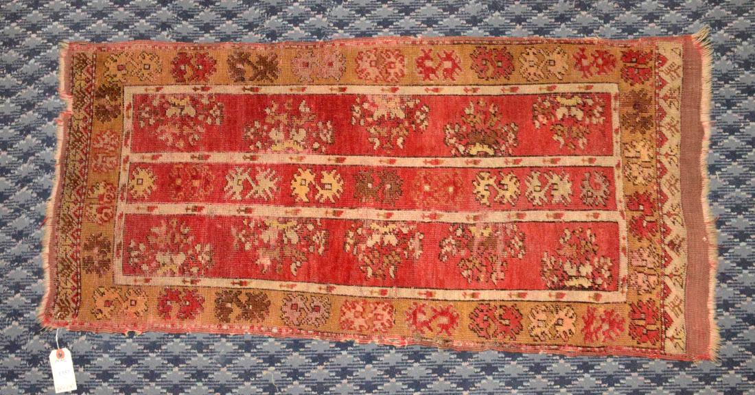 ANTIQUE TURKISH ALL WOOL RUG. 3'6''L x 1'9''W: ANTIQUE TURKISH ALL WOOL RUG. 3'6''L x 1'9''W