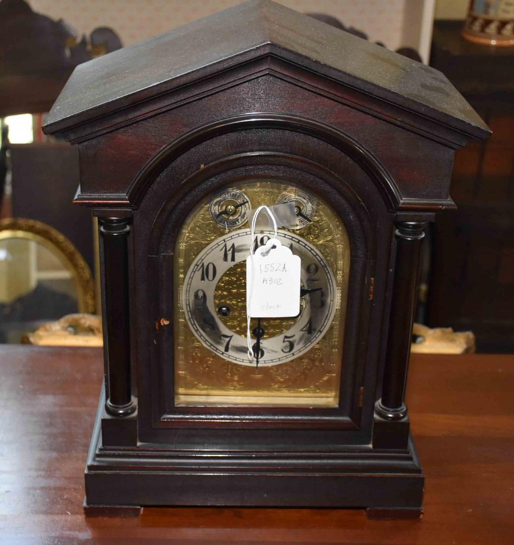 ANTIQUE GERMAN MANTLE CLOCK WITH CHIMES. 17"H. X 13"W X: ANTIQUE GERMAN MANTLE CLOCK WITH CHIMES.17"H. X 13"W X 7.5"D