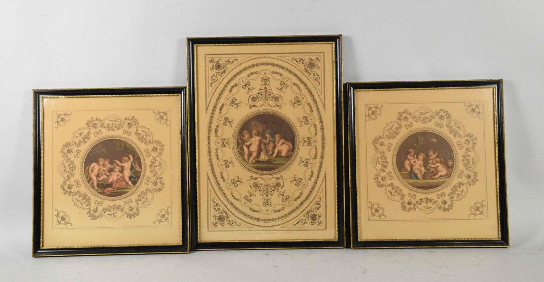 FRANCESCO BARTOLOZZI (1725-1815). A Group of Three: FRANCESCO BARTOLOZZI (1725-1815). A Group of Three Cherub Scenes. Stipple engraving. 17 1/2 x 12 1/2 in. (largest).