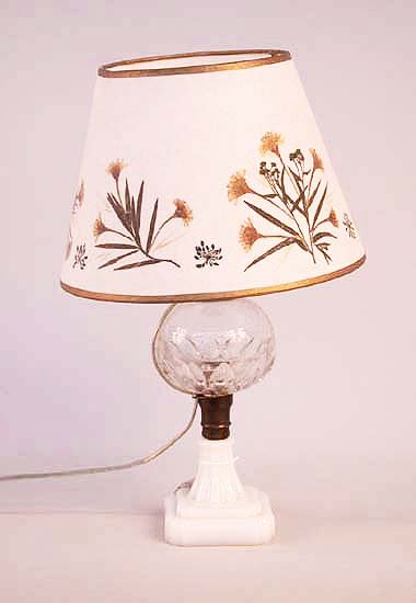 PRESSED GLASS OIL LAMP BASE. N/R. Glass