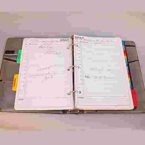 2174 MADONNA'S DAY PLANNER. Leather three pe