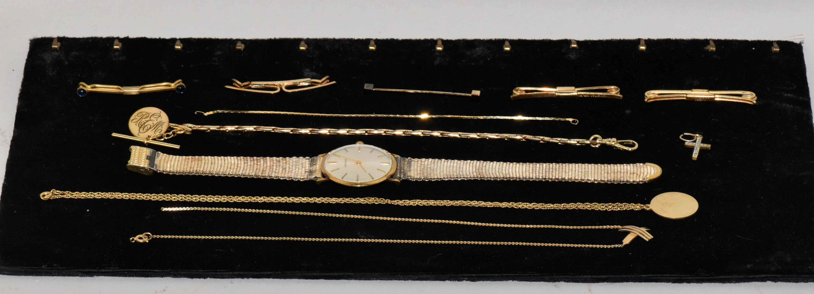 COLLECTION OF GOLD-FILLED JEWELRY AND LONGINES WATCH.: COLLECTION OF GOLD-FILLED JEWELRY AND LONGINES WATCH. Estate of Stephen Totter.