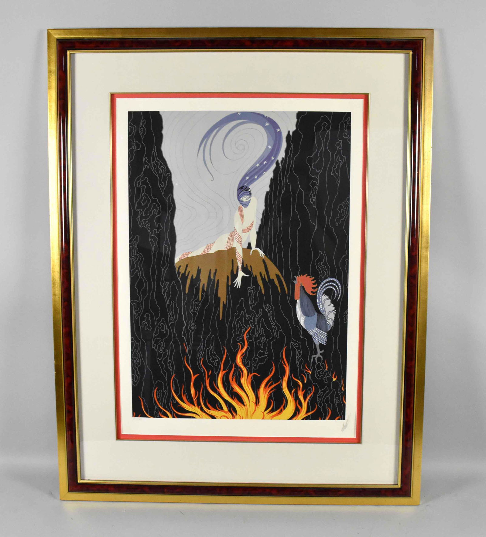 ERTE, COLOR LITHOGRAPH, ''French Rooster'', Circle: ERTE, COLOR LITHOGRAPH, ''French Rooster'', Circle Gallery label on verso, signed lower right in pencil, 240/300. Frame: 42''H x 33''W. Image: 26.5''H x 19''W.