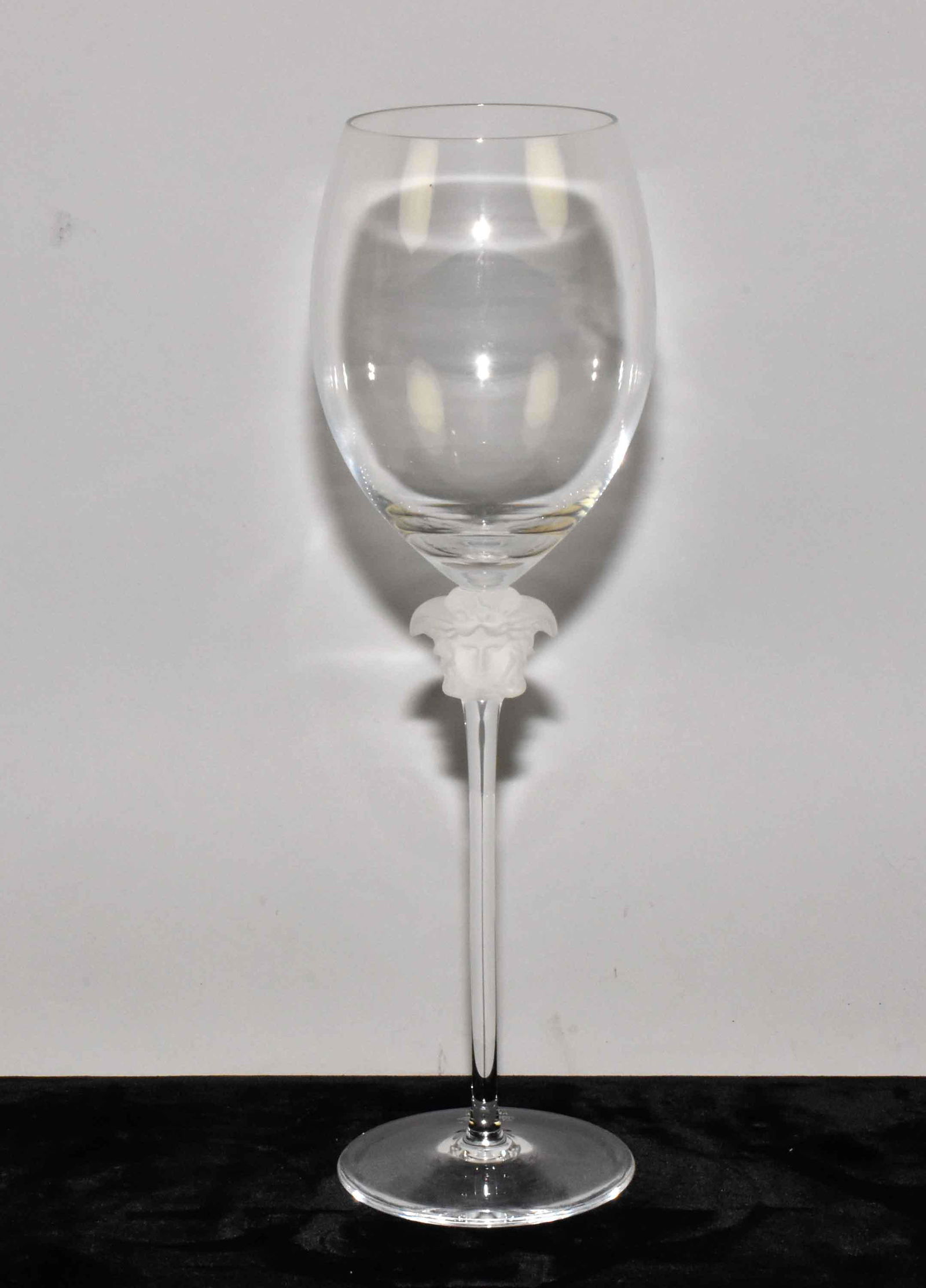 VERSACE BY ROSENTHAL MEDUSA LUMIERE CRYSTAL WINE: VERSACE BY ROSENTHAL MEDUSA LUMIERE CRYSTAL WINE GOBLET. 11'' tall. Estate of Stephen Totter.