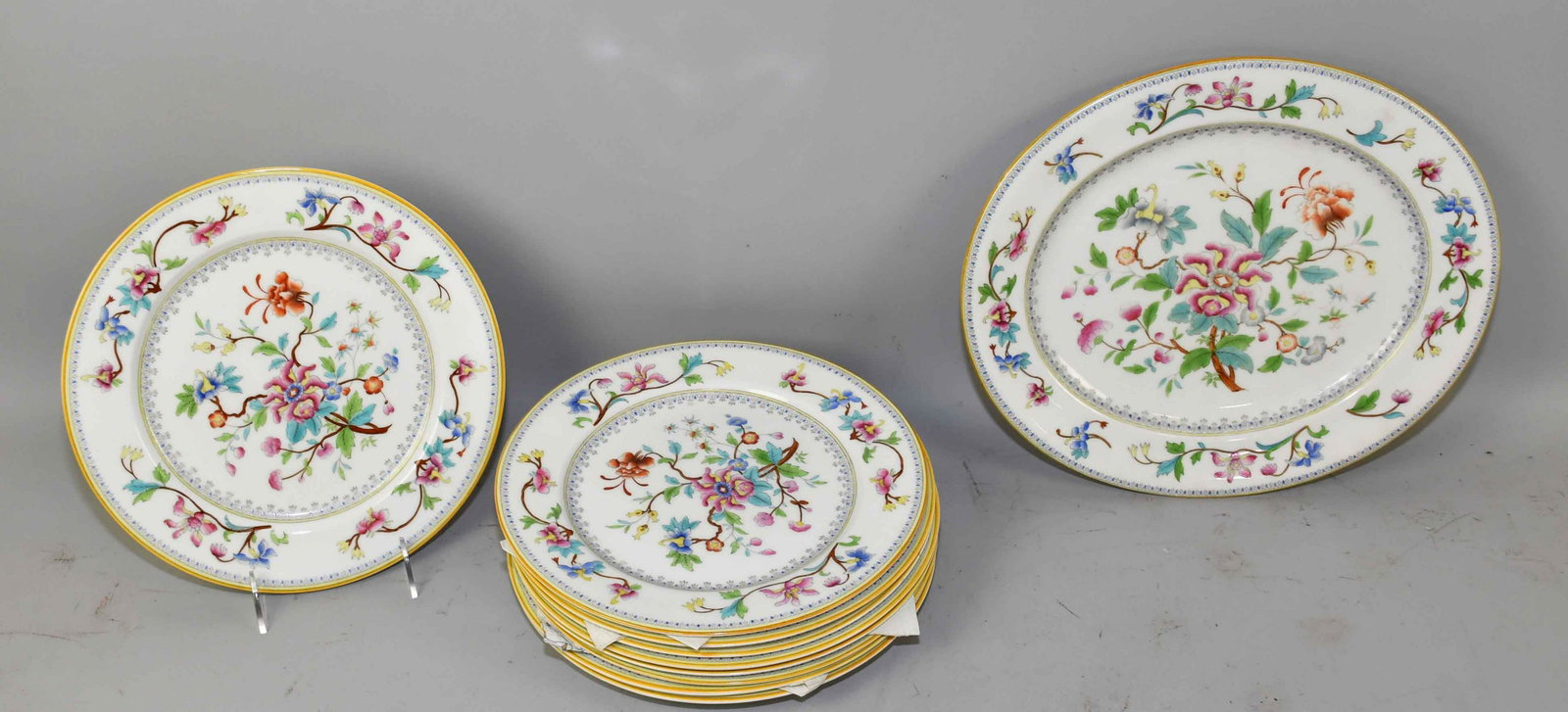 ROYAL WORCESTER CHINA OVAL CHARGER, with decorative: ROYAL WORCESTER CHINA OVAL CHARGER, with decorative floral motif. Plum stamp, W7912, 13.25'' length.