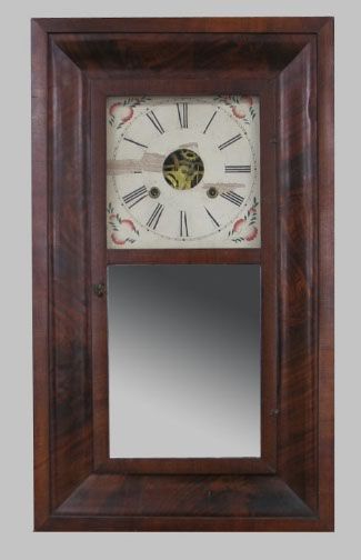 AS-IS SMITH TAYLORS, N.Y. CLOCK: AS-IS SMITH TAYLORS, N.Y. EMPIRE CLOCK. Nice ogee case. Size: 26'' H, 15.25'' W, 4'' D. Condition: face is very loose. Has key, weights, hands and pendulum.