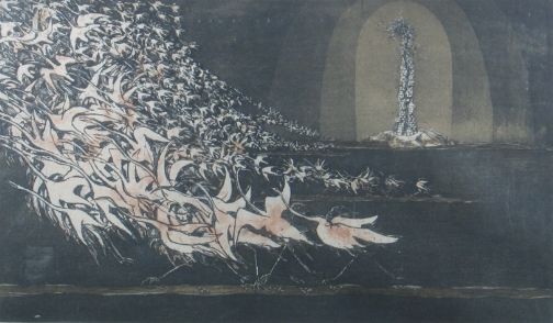 CHARLES LEVIAR LADY IN RED W/C: CHARLES LEVIER LADY IN RED W/C. 20th c. Watercolor on paper. Signed lower left. Levier (French, 1920-) is a listed artist of figures and scenes. His work is in the collections of the Museum of Modern