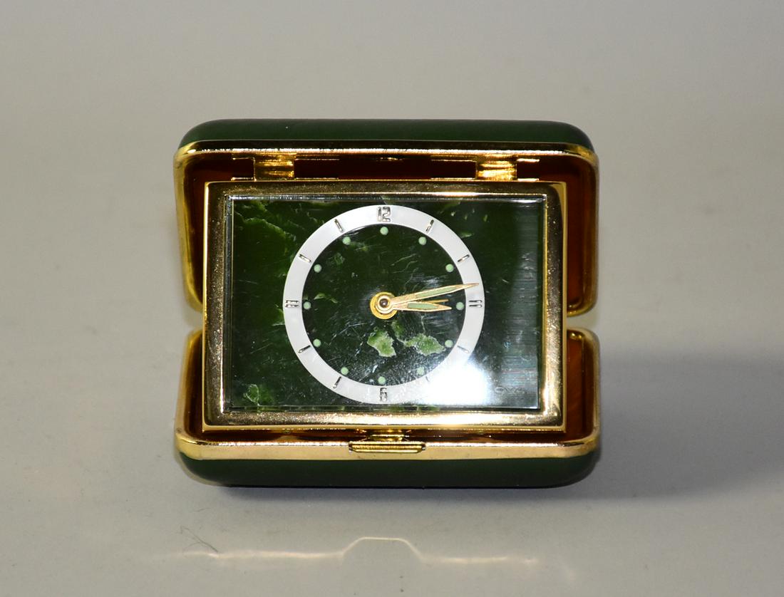 Vintage Bulova Folding Green Travel Alarm Clock With Aug 02 2020 Dargate Auction Galleries In Pa
