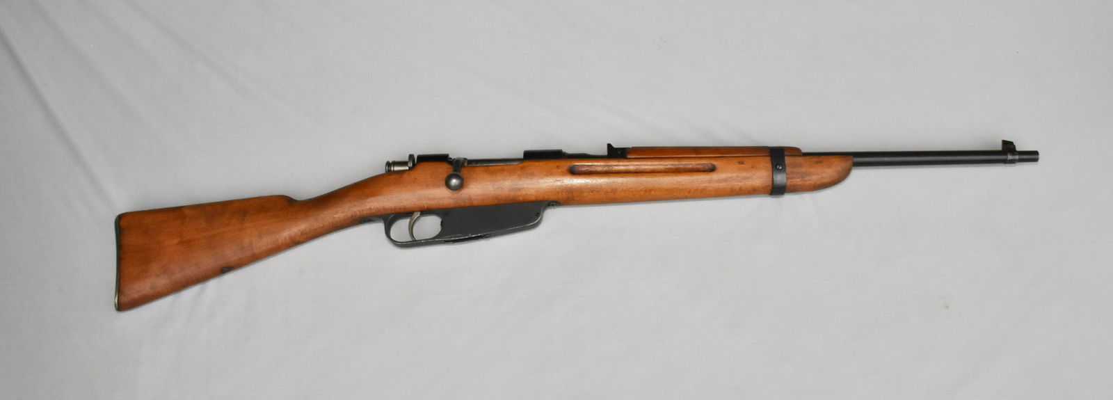 ITALIAN CARCANO BOLT-ACTION CARBINE - 1938. Cal. 7.35.: ITALIAN CARCANO BOLT-ACTION CARBINE - 1938. Cal. 7.35. Sporterized (front end removed). Serial #22251. Ships to your local FFL. Local pickup can be arranged.