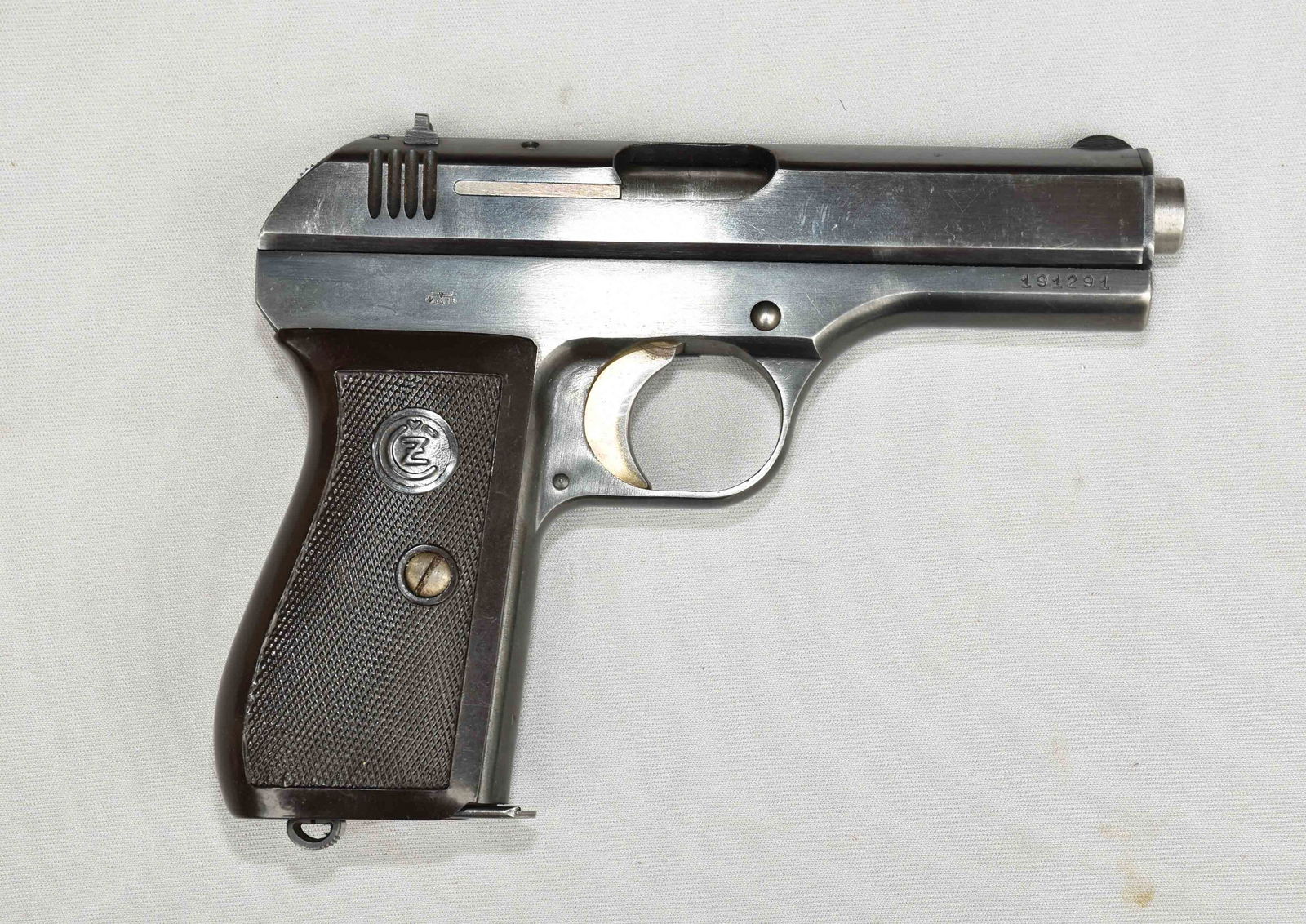 CZ MODEL 27 AUTO PISTOL - Cal. 7.65 (.32 auto). Slide: CZ MODEL 27 AUTO PISTOL - Cal. 7.65 (.32 auto). Slide marketing variation unknown. Fine condition. Serial #191291. Ships to your local FFL. Local pickup can be arranged.