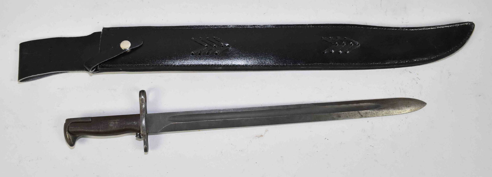 M-1 RIFLE BAYONET - dated 1942, AFH (American Fork &: M-1 RIFLE BAYONET - dated 1942, AFH (American Fork & Hoe Co.). Original 16'' blade with parkerization and a machine grind through the U.S. with flaming bomb. Ring plastic grips. Otherwise excellent. A