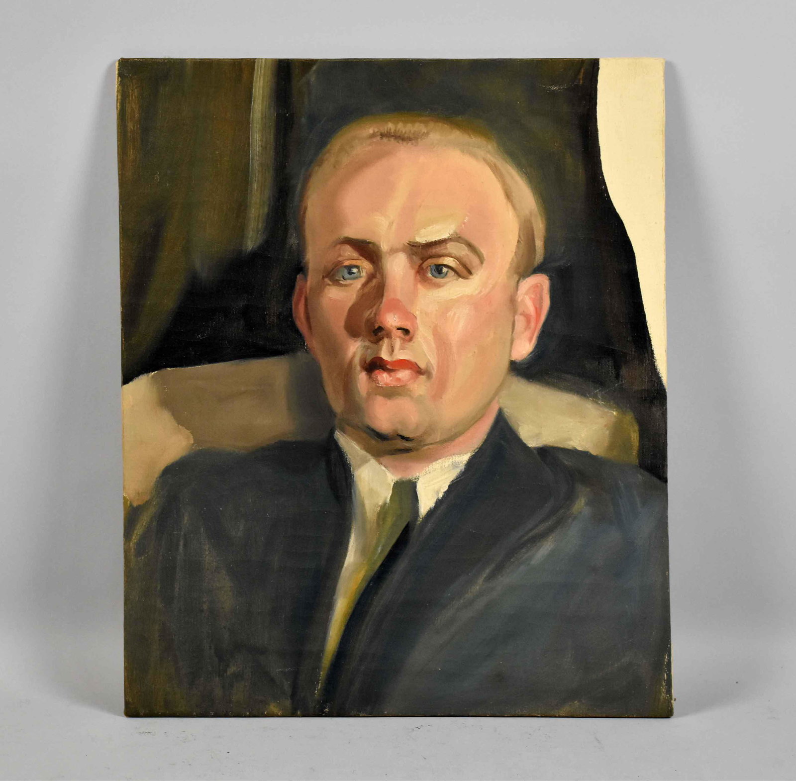 WILLIAM CALDWELL (20TH CENTURY, WESTERN PA.) Portrait: WILLIAM CALDWELL (20TH CENTURY, WESTERN PA.) Portrait of a Gentleman, oil on canvas mounted on cardboard. Size: 18''H x 15''W.