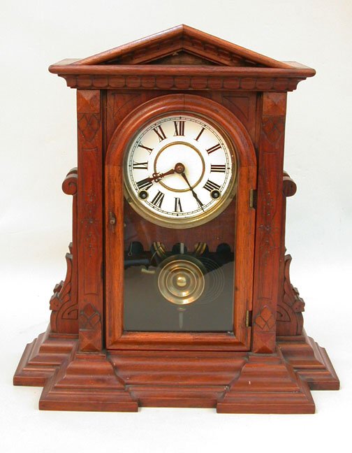 INGRAHAM CO. MANTEL CLOCK. N/R. Walnut.