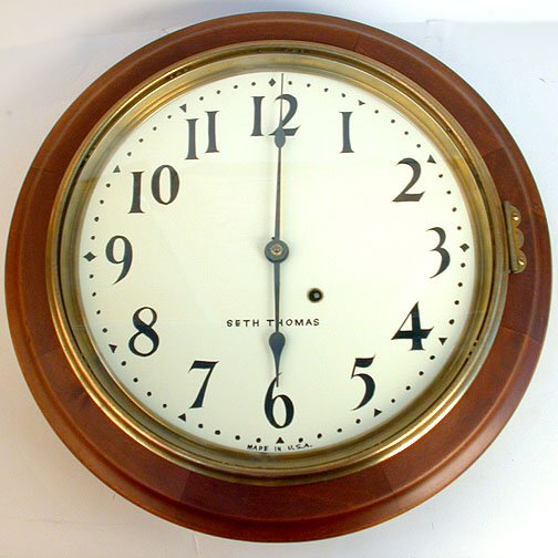 1614 SETH THOMAS WALL CLOCK. N/R. Wood. Key