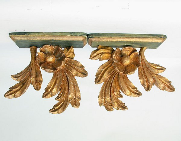 PORTUGUESE GILT WALL BRACKETS. N/R. Gil
