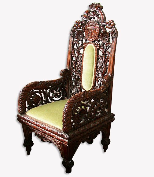 SCOTTISH CARVED CHAIR. N/R. Wood. Carve