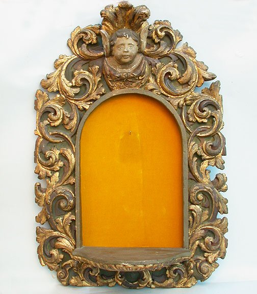 PORTUGUESE GILT WALL SHELF. N/R. Wood.
